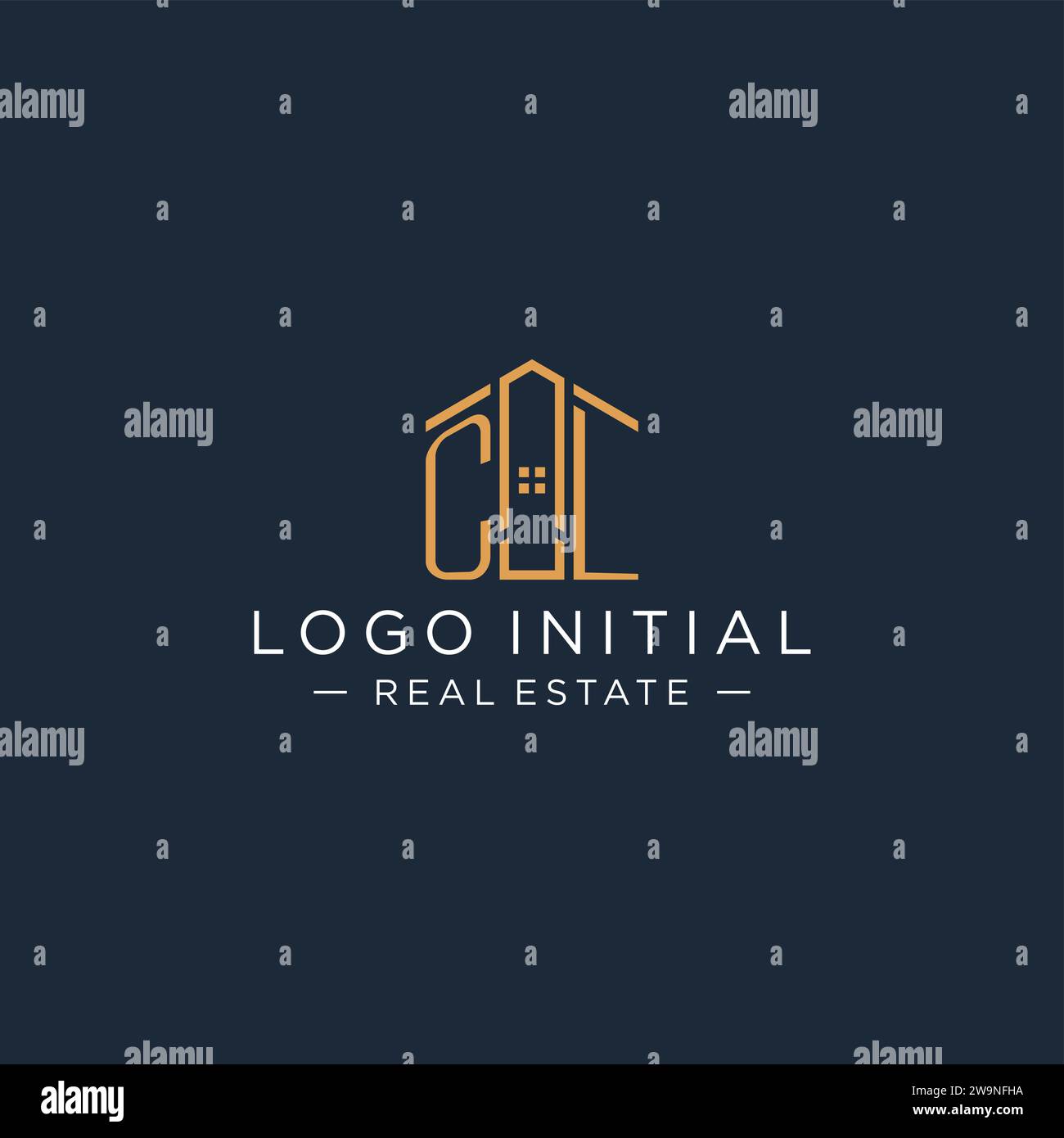 Initial Letter CL Logo mit abstrakter Hausform, Luxus und moderne Immobilien Logo Design Vektorgrafik Stock Vektor