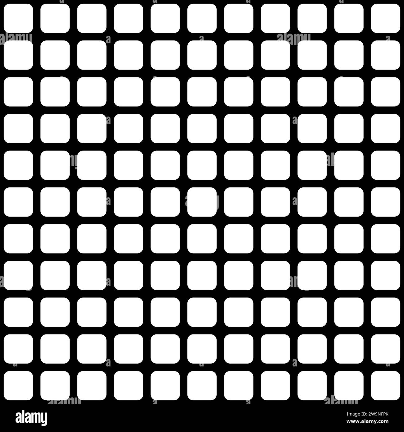 Zarte weiße quadratische Punkte auf schwarzem Hintergrund nahtloses Muster. Weiches abstraktes geometrisches Muster. Punkte Flecken, Flecken, Flecken nahtlose Muster Stockfoto