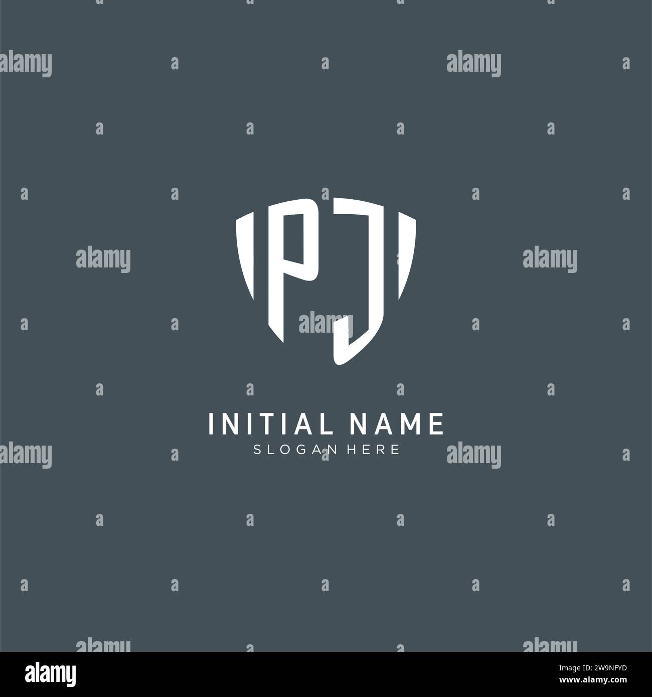 Initialen PJ-Logo-Schild-Form, kreatives Logo-Design Konzept Vektorgrafik Stock Vektor