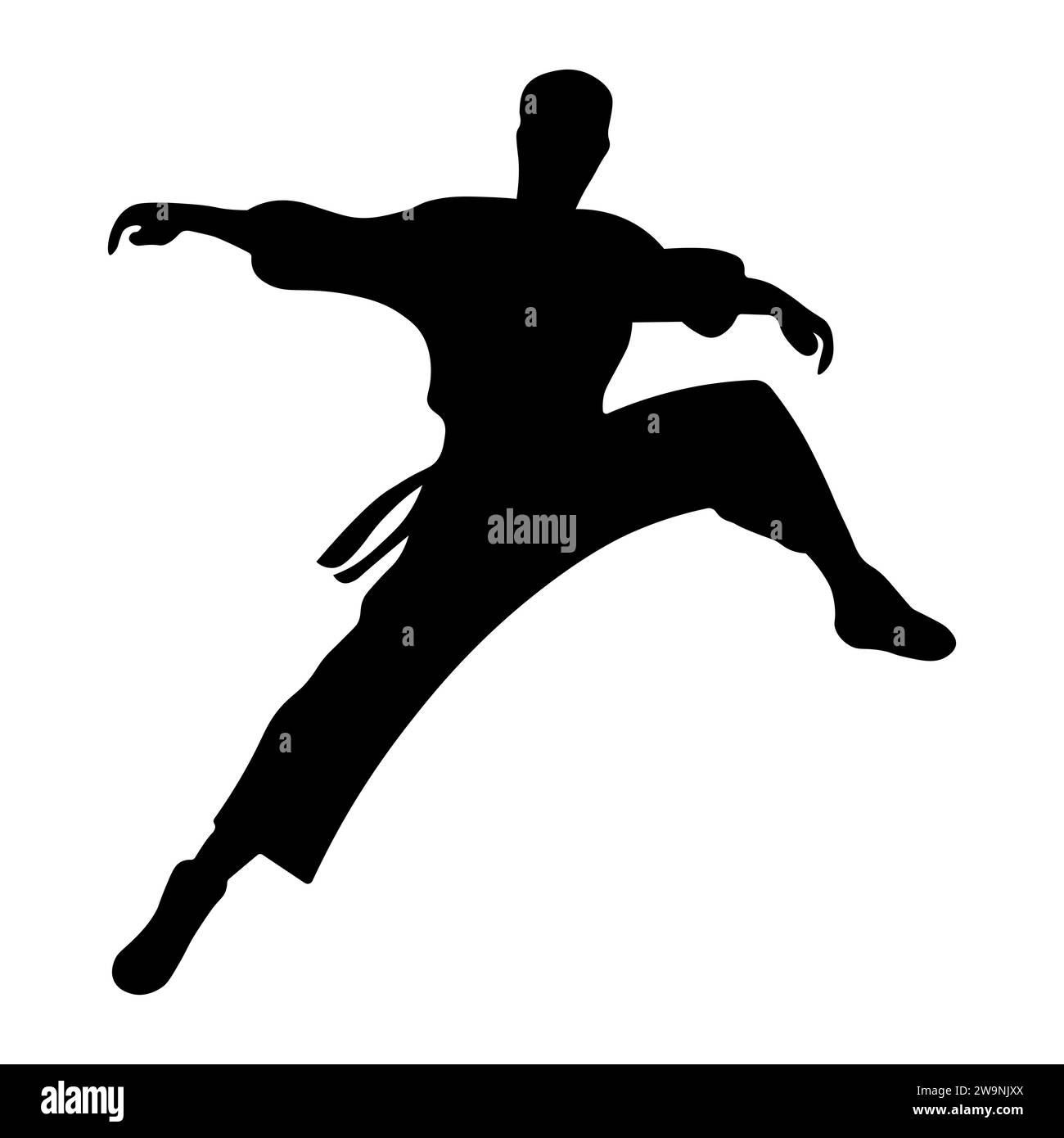 Kung-Fu-Vektor-Silhouette auf weißem Hintergrund Stock Vektor