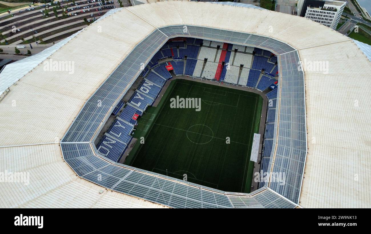 Drohnenfoto Groupama Stadion Lyon Frankreich Europa Stockfoto