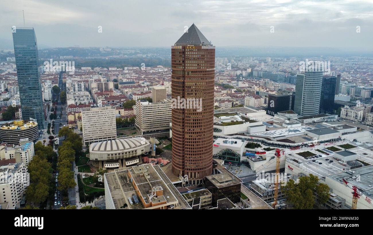 Drohnenfoto Part-Dieu Tower Lyon Frankreich europa Stockfoto