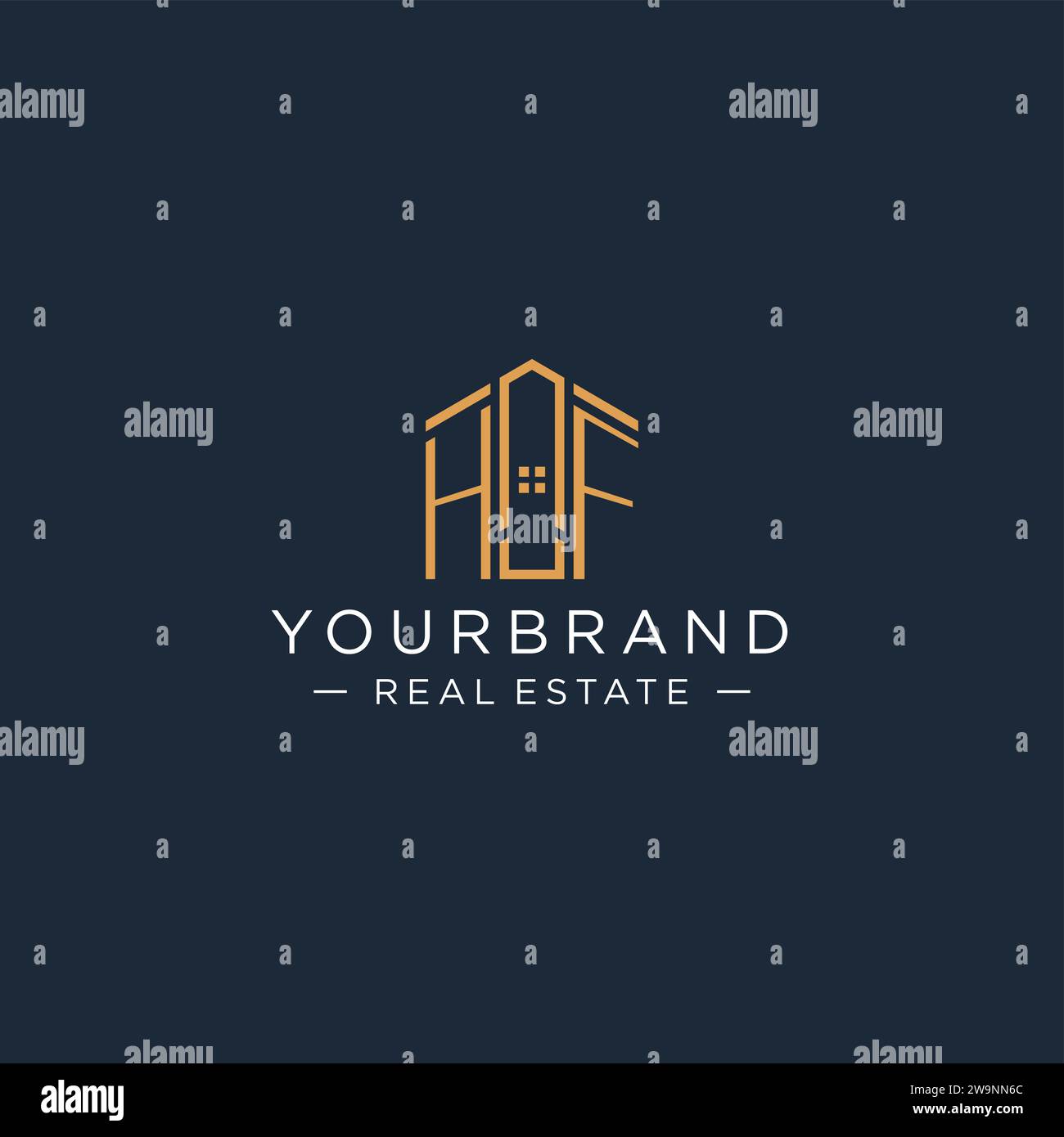 Initial Letter HF Logo mit abstrakter Hausform, Luxus und moderne Immobilien Logo Design Vektorgrafik Stock Vektor
