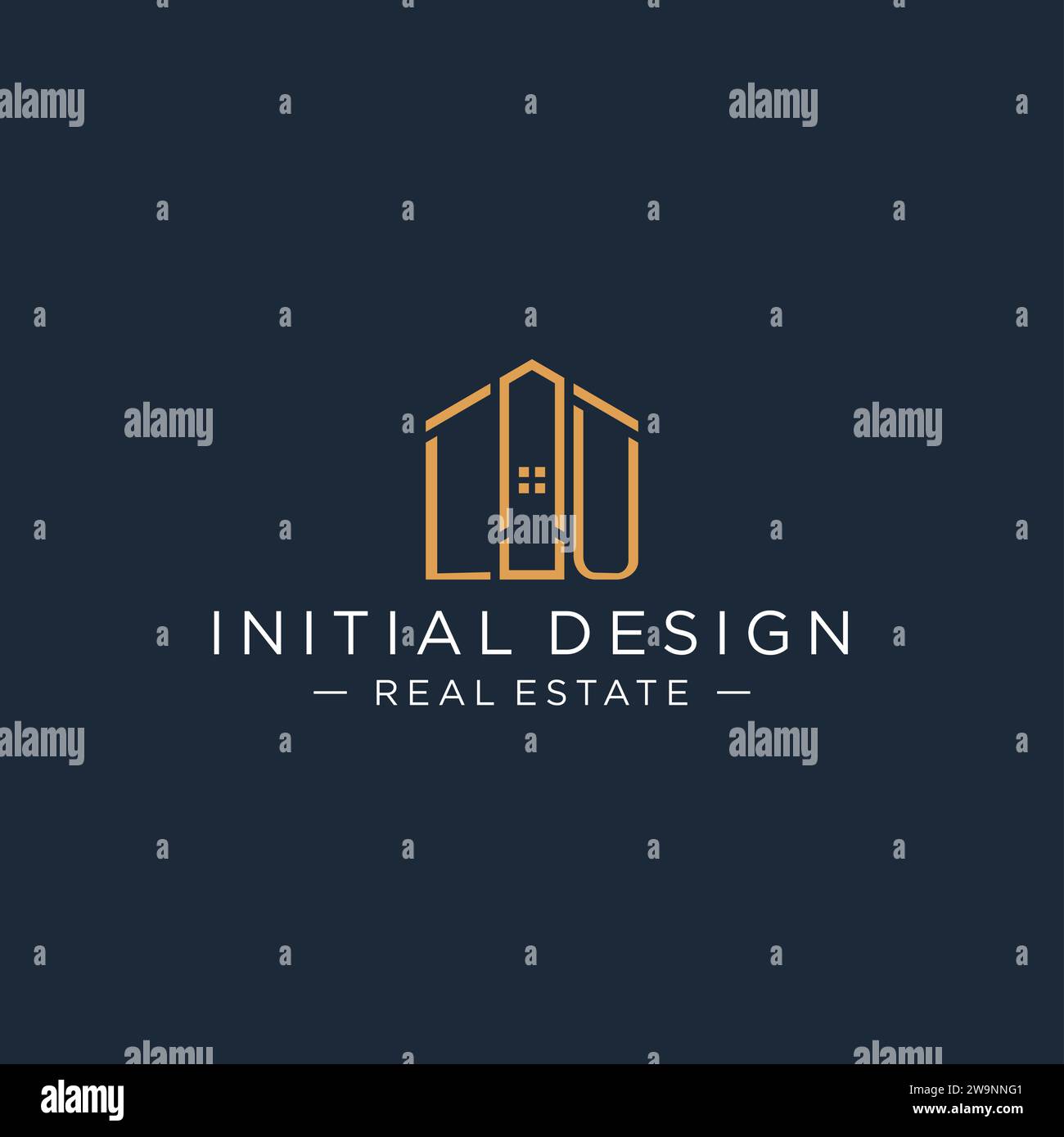 Initial Letter LU Logo mit abstrakter Hausform, Luxus und moderne Immobilien Logo Design Vektorgrafik Stock Vektor