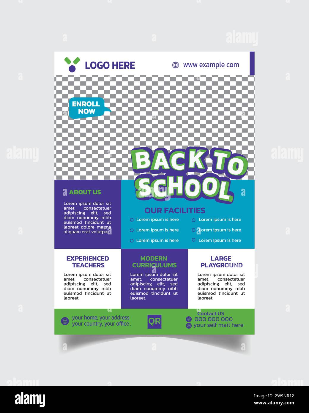 Kinderschulplakat und Creative Design School Faltblatt Eintritt Flyer Vektordatei Stock Vektor