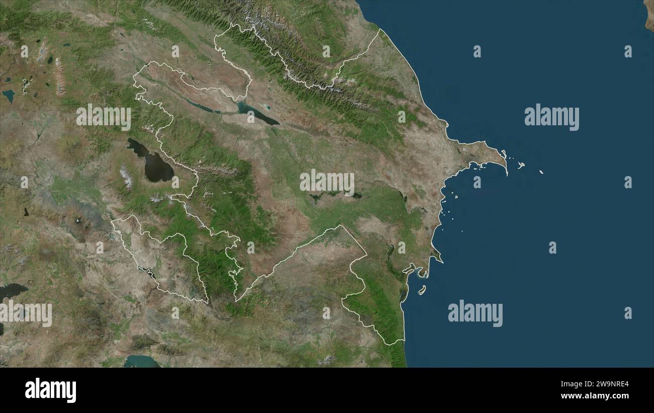 Aserbaidschan umrissen auf einer hochauflösenden Satellitenkarte Stockfoto