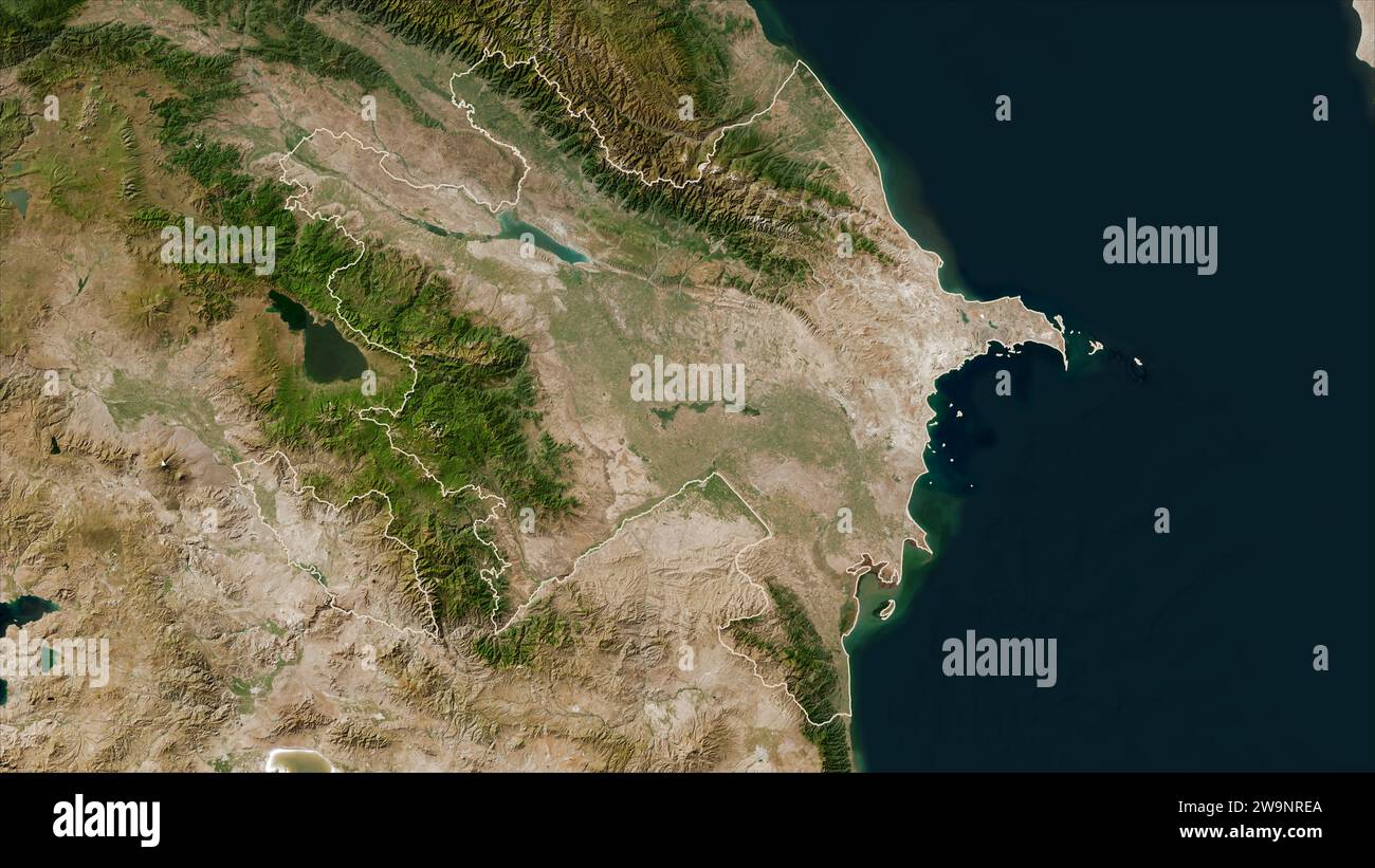 Aserbaidschan auf einer Satellitenkarte mit niedriger Auflösung Stockfoto