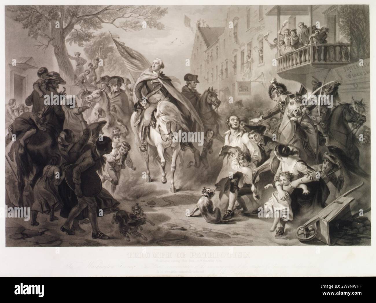 Triumph des Patriotismus, Washington ging am 25. November 1783 1942 nach New York, von Alexander Hay Ritchie Stockfoto