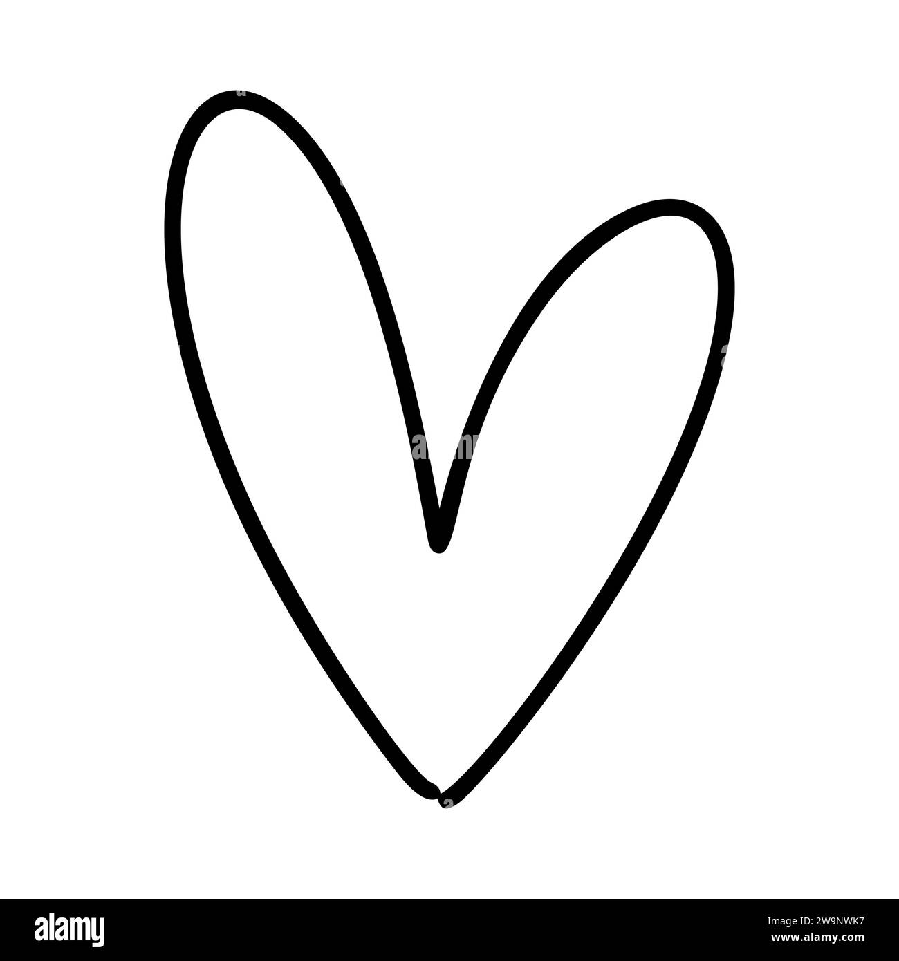 Hand gezeichnet Liebe Herz Vektor Logo Linie Illustration. Schwarze Kontur. Element Monoline für Valentinstag Banner, Poster, Grußkarte Stock Vektor