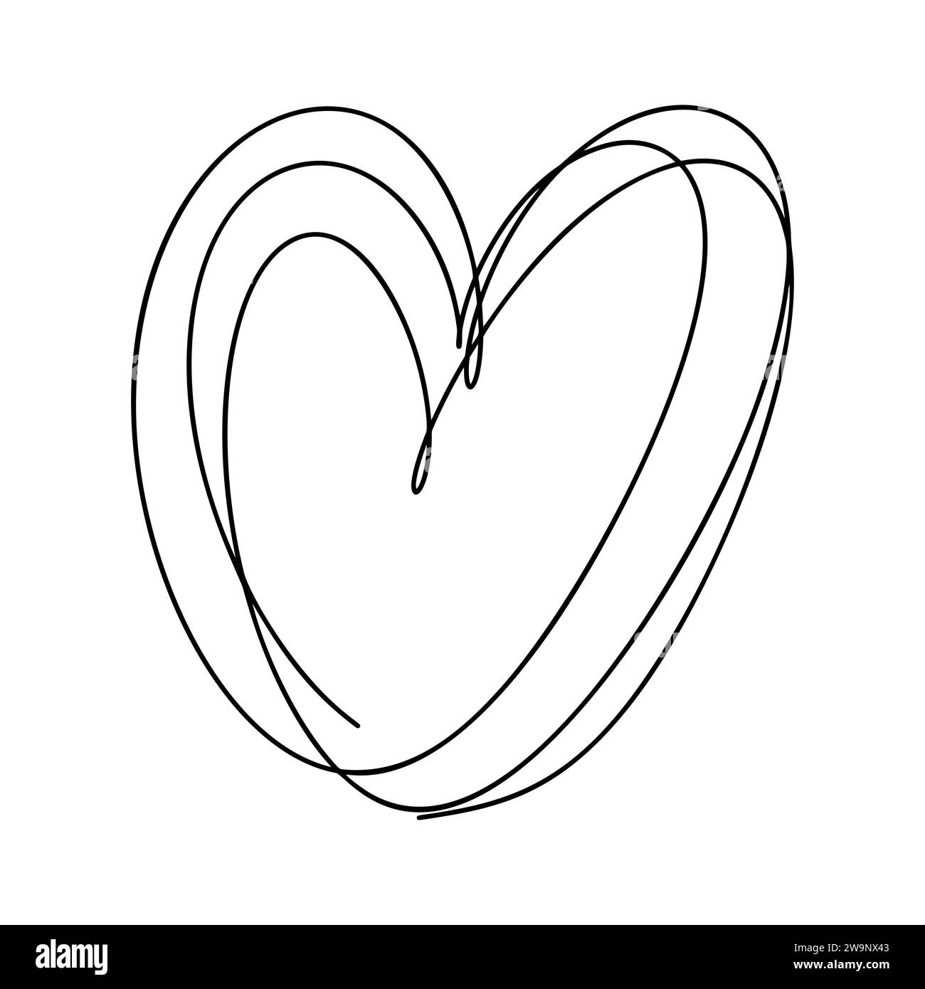 Love Heart Vektor Logo Linien Illustration. Schwarze Kontur. Element Monoline für Valentinstag Banner, Poster, Grußkarte Stock Vektor