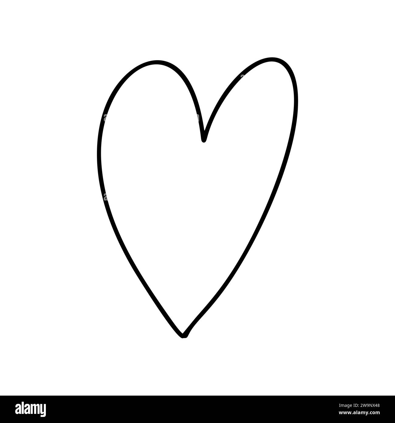 Hand gezeichnet Liebe Herz Vektor Logo Linie Illustration. Schwarze Kontur. Element Monoline für Valentinstag Banner, Poster, Grußkarte Stock Vektor