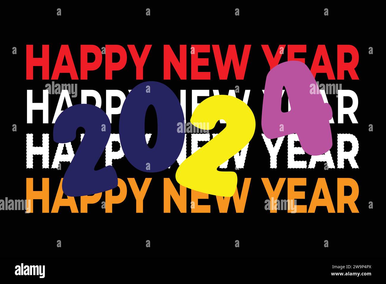 Happy New Year 2024 Design Vektor. Stock Vektor