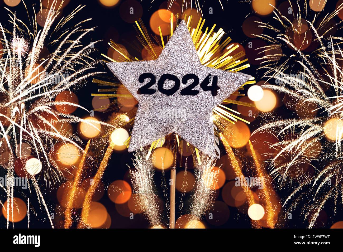 29. Dezember 2023 Silvester und Neujahrskonzept, Stern mit Inschrift