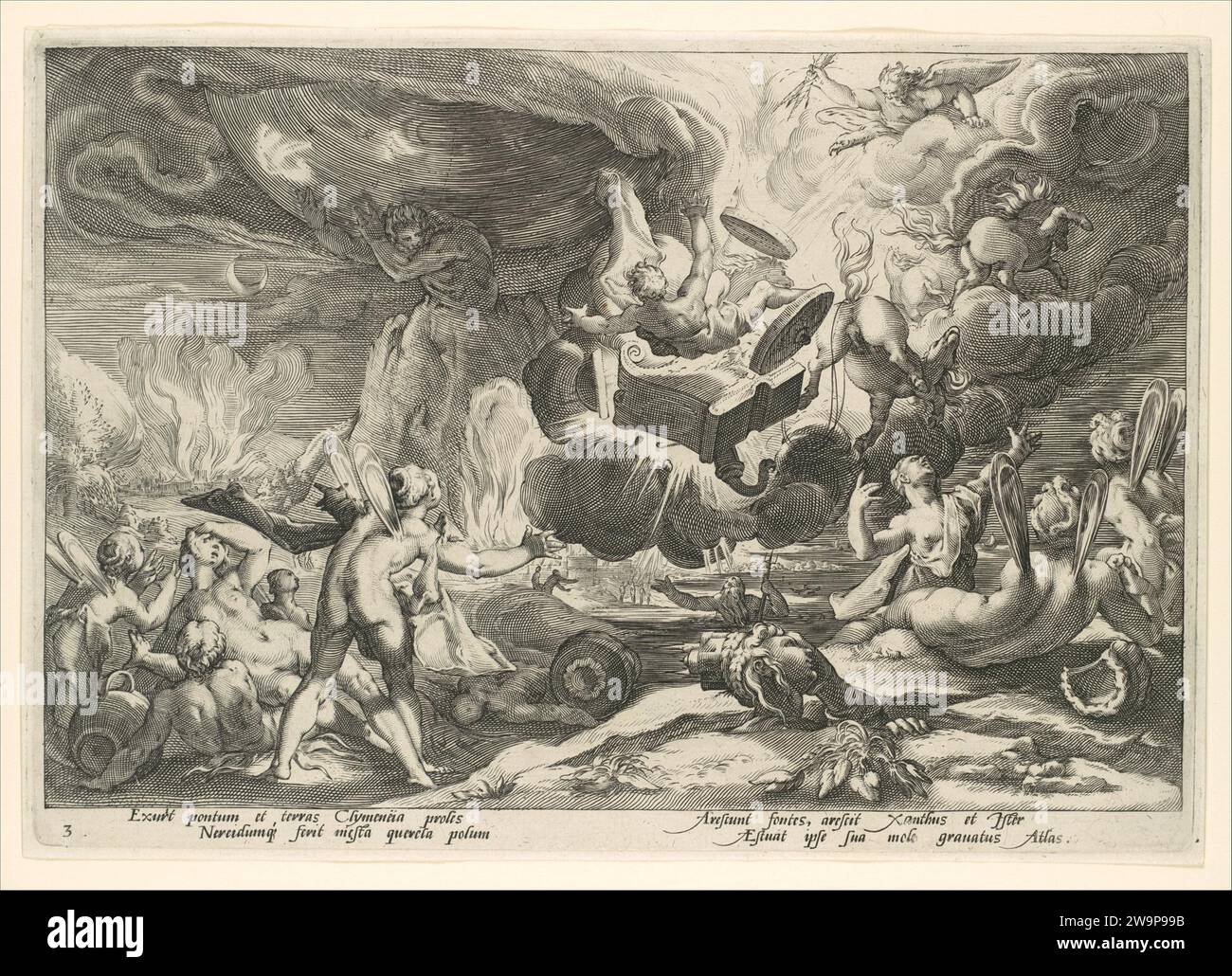 Der Fall von Phaeton, aus Ovids 'Metamorphosen' 1949 von Hendrick Goltzius Stockfoto