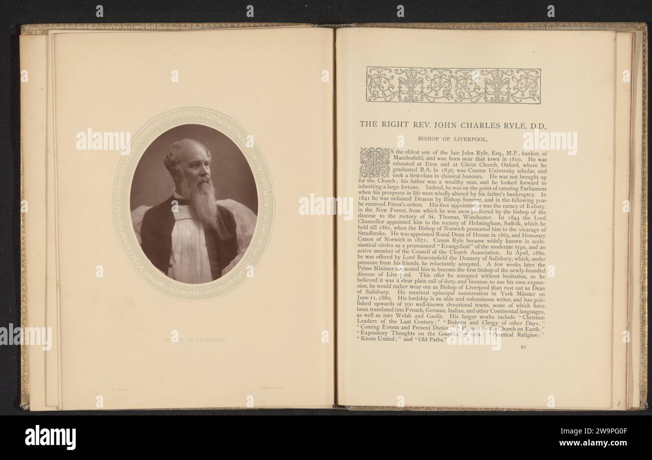 Bischof von Liverpool, John Jabez Edwin Mayall, ca. 1878 - in oder vor 1883 fotomechanischen Druckpapier historische Personen (Porträts und Szenen aus dem Leben) (+ (Vollporträt). Funktionäre und Würdenträger  evangelische Bischofskirchen Stockfoto