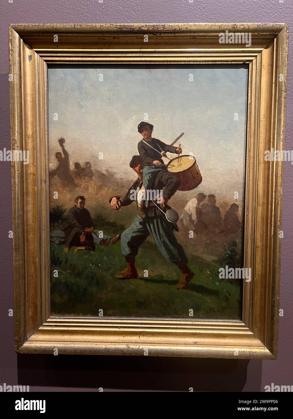 Studie für "der verwundete Drummer-Junge", ca. 1864-1870. Öl auf laminierter Pappe von Eastman Johnson. Stockfoto
