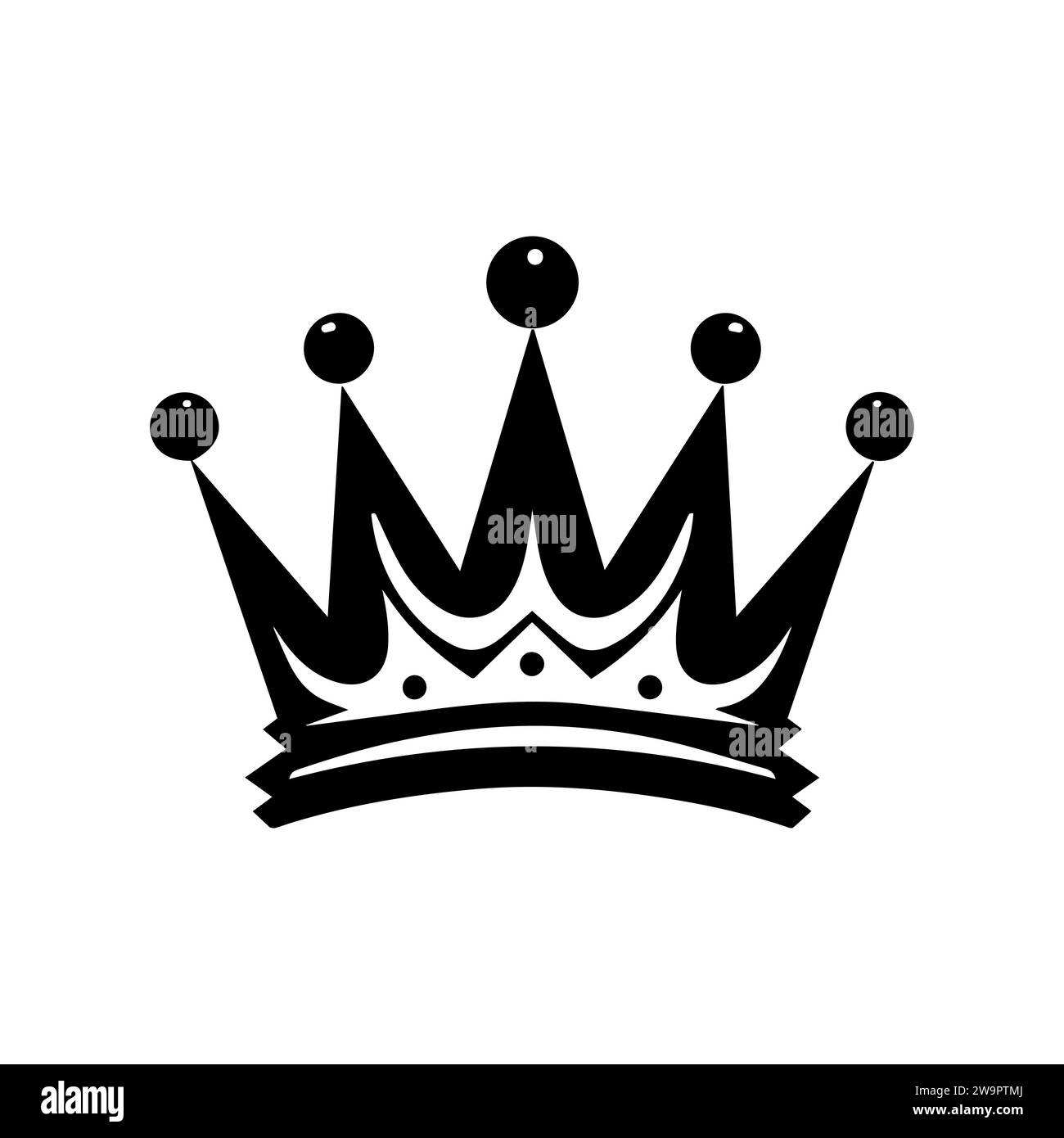 Kronensymbol. Eine einfache, schwarze Silhouette einer königlichen Krone. Vektorillustration isoliert auf weißem Hintergrund. Ideal für Logos, Embleme, Abzeichen. Kann für Branding und Webdesign verwendet werden. Stock Vektor