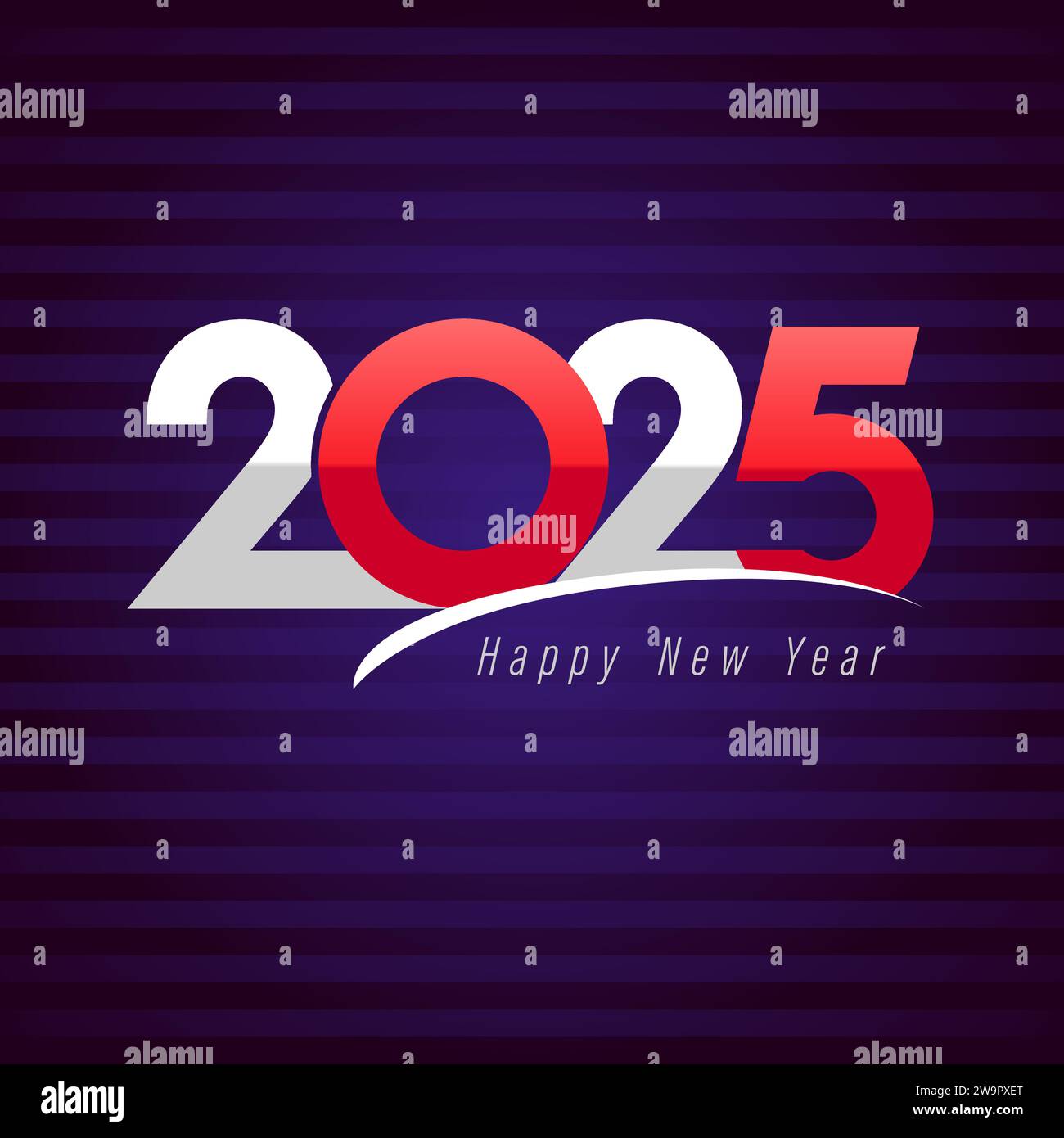 Creative Number Logo 2025. Business Cover Design. Symbol für das Geschäftsjahr. Herzlichen Glückwunsch zum neuen Jahr. Planer oder Kalenderabdeckung. Blauer Hintergrund. Web-Symbol Stock Vektor