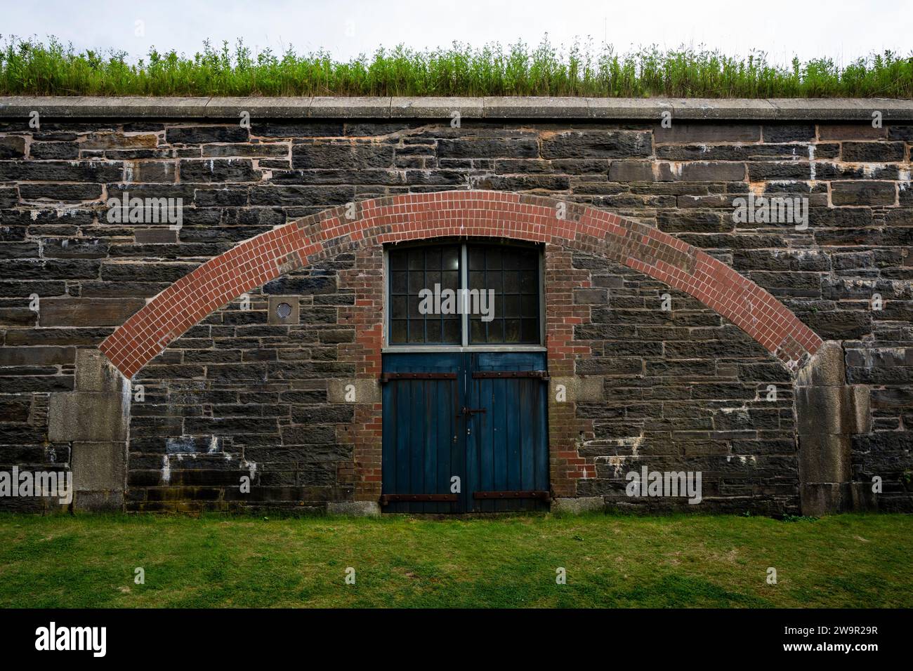 Mauerwerk in Fort Charlotte auf George's Island im Halifax Harbour, Nova Scotia, Kanada. Stockfoto