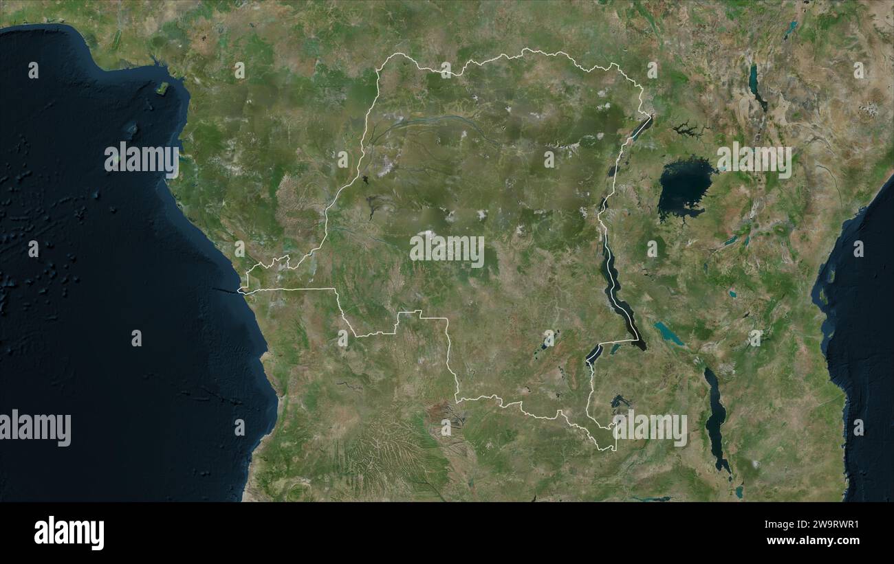 Die demokratische Republik Kongo wird auf einer hochauflösenden Satellitenkarte dargestellt Stockfoto