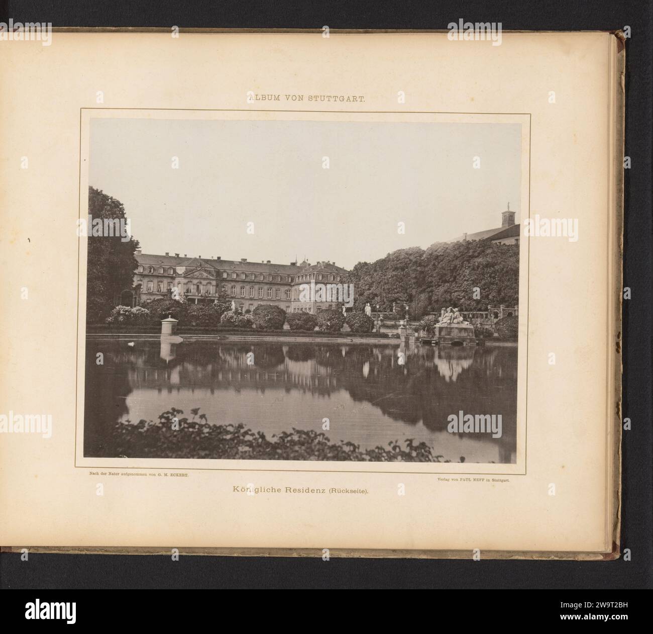 Blick auf das neue Schloss in Stuttgart, Georg Maria Eckert, um 1870 - in oder vor 1875 fotomechanischer Druck Stuttgarter Papierkollotypenschloss Neues Schloss Stockfoto