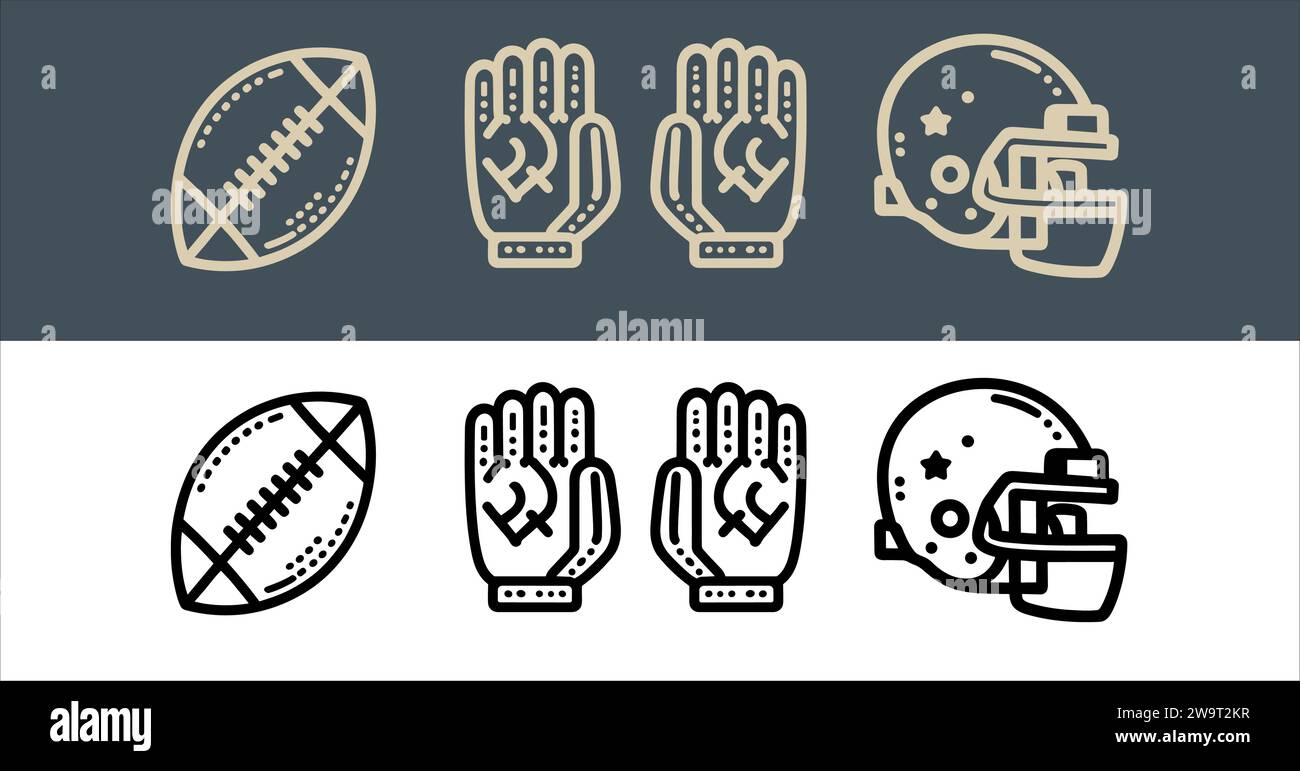 Vektor American Football Icon Set Line Art Illustration Stock Vektor