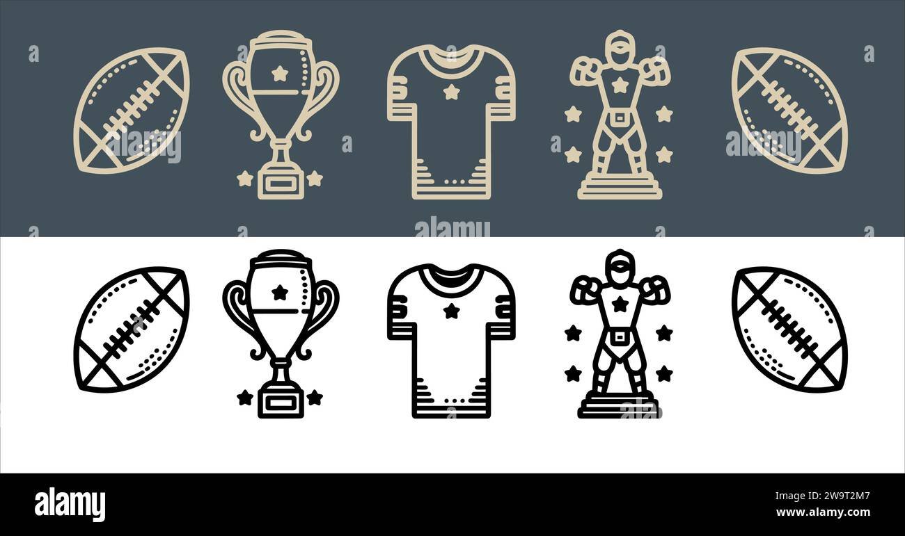 Vektor American Football Icon Set Line Art Illustration Stock Vektor