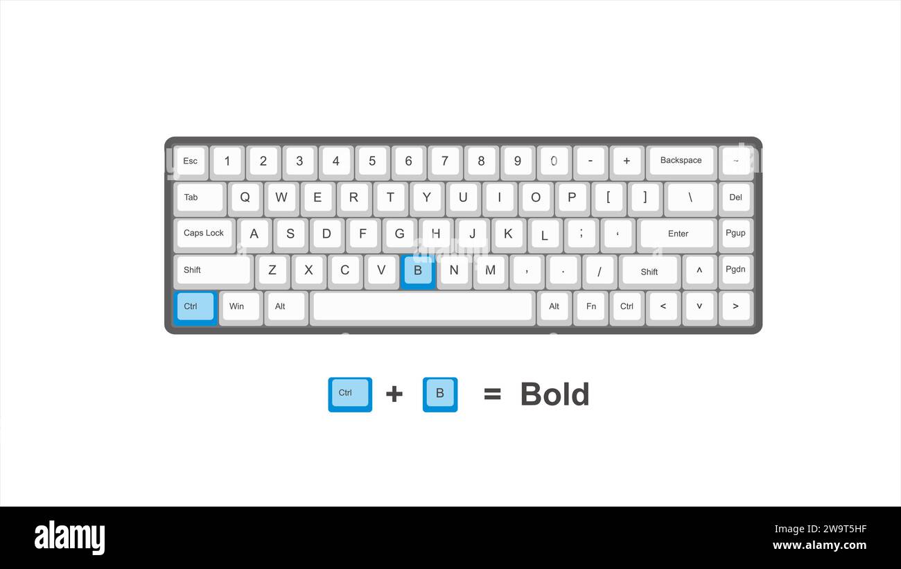 Vektorsteuerung strg B - Tastenkombinationen - Fenster mit weißer und blauer Abbildung der Tastatur und transparentem Hintergrund isolierter Hotk Stock Vektor
