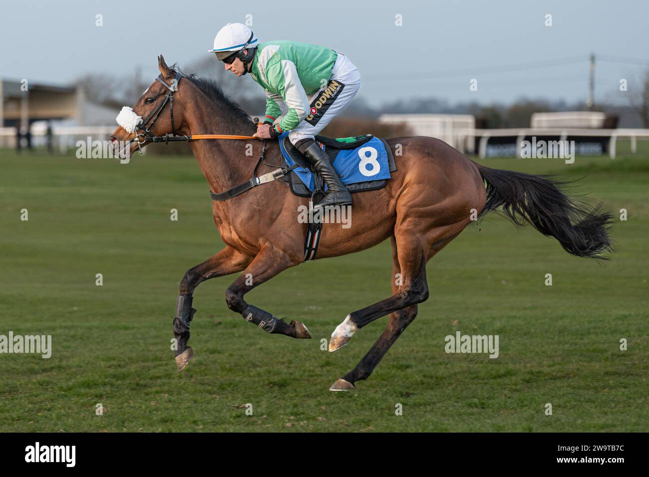 Auenwirbel, geritten von Gavin Sheehan und trainiert von Laura Young, lief in der Klasse 5 Handicap Hürde in Wincanton, 21. März 2022 Stockfoto