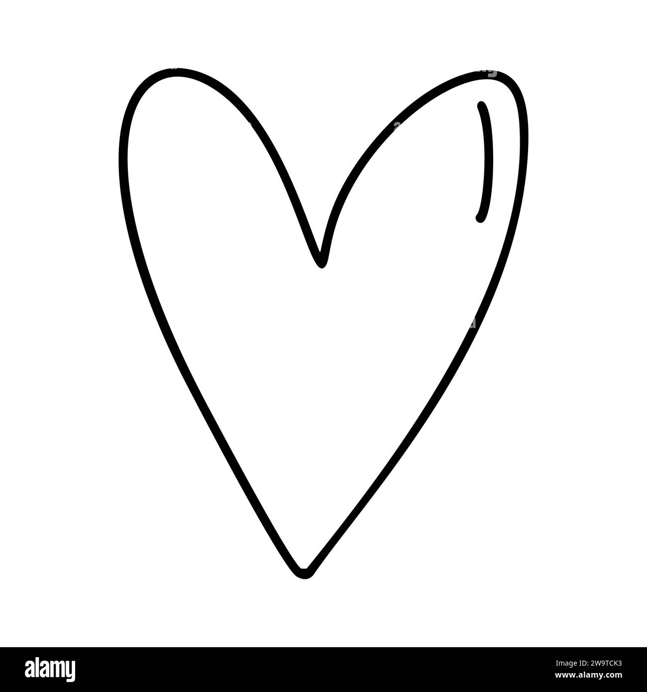 Hand gezeichnet Liebe Herz Vektor Logo Linie Illustration. Schwarze Kontur. Element Monoline für Valentinstag Banner, Poster, Hochzeitsgrußkarte Stock Vektor