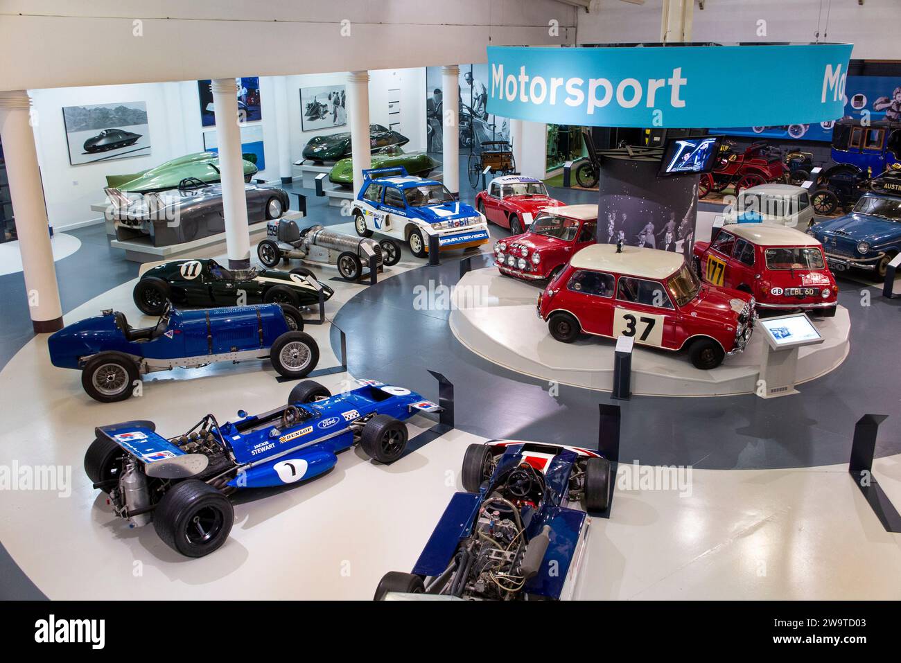 Großbritannien, Warwickshire, Gaydon, British Motor Museum, Motorsport-Ausstellung von Rennwagen Stockfoto