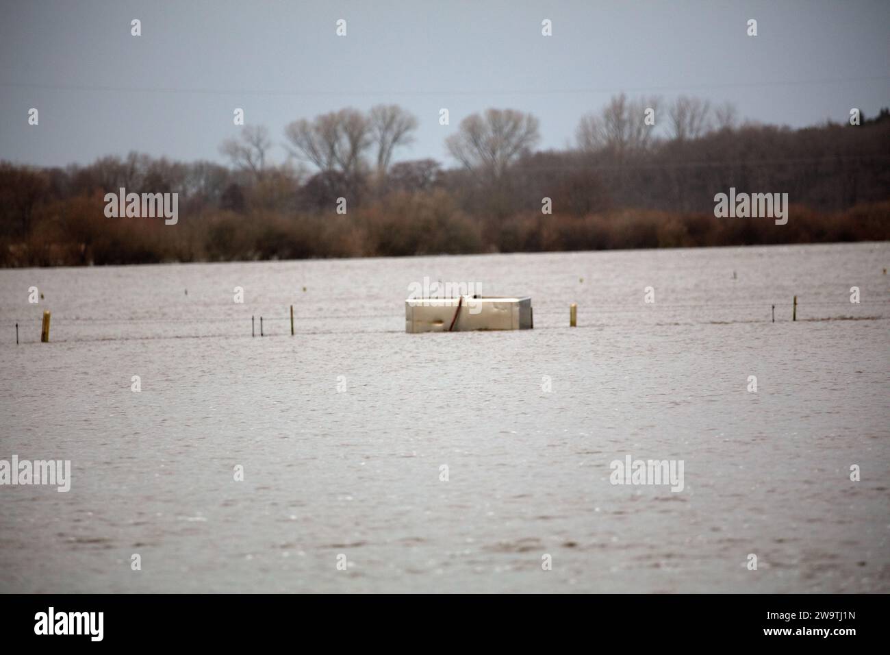 Land unter Wasser in Niederlangen, Landkreis emsland, niedersachsen, Nordwesten deutschlands Stockfoto