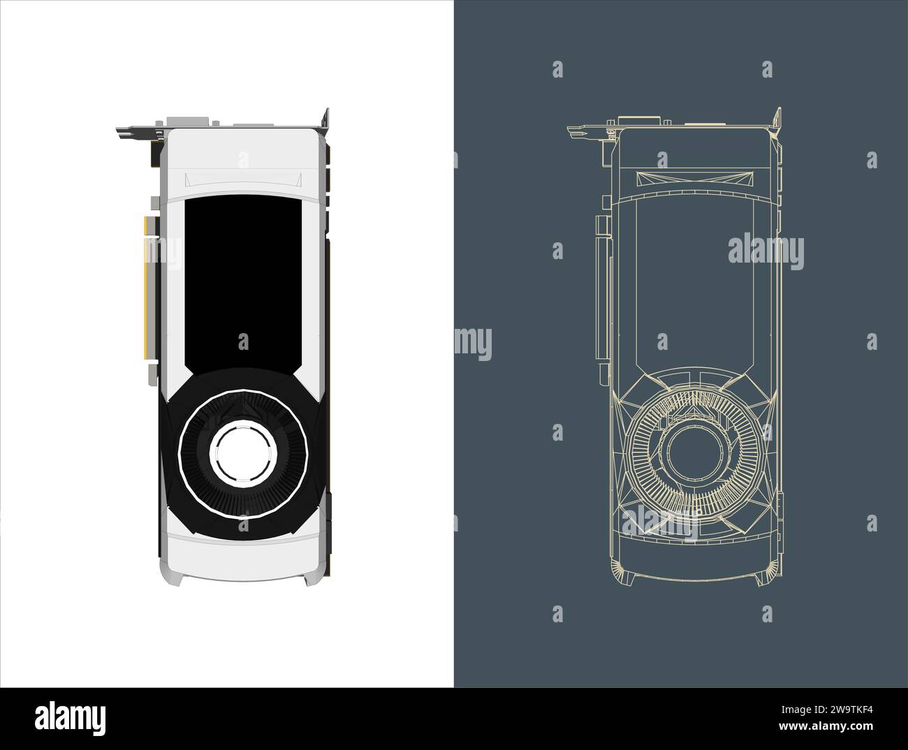 Vektor-GPU - VGA - Grafikkarte - Grafikkarte - Grafikverarbeitungseinheit Zeilengrafik, Symbol, Hintergrund Stock Vektor