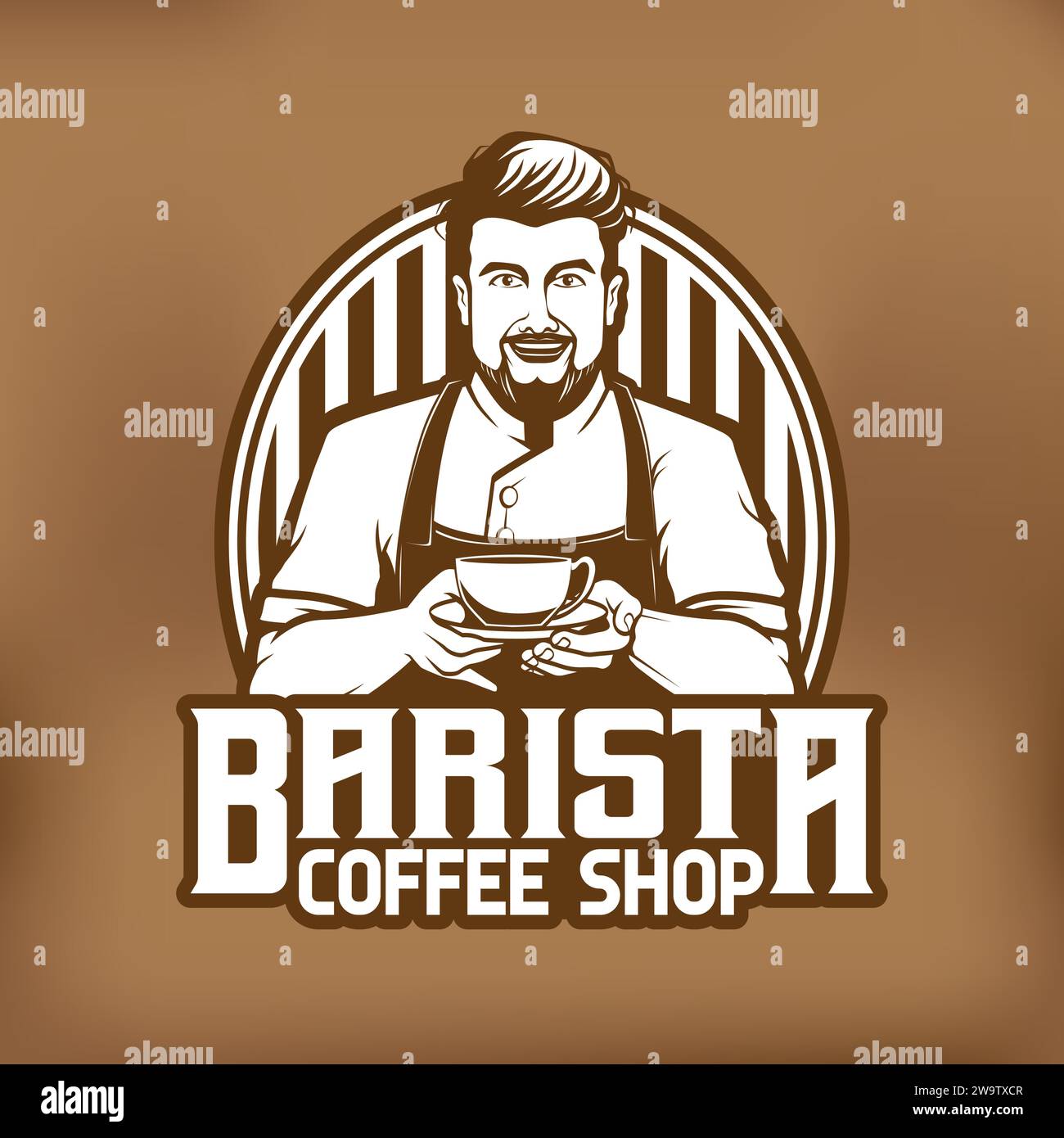 Barista Coffee Mascot Logo Design Stock Vektor