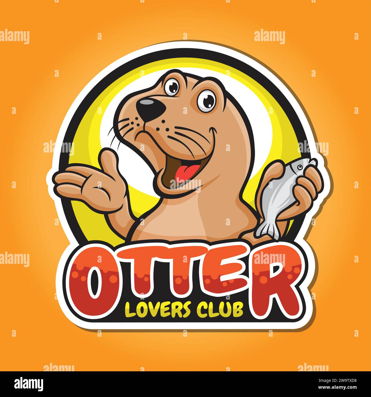 Otter Mascot Logo Lovers Club Stock Vektor