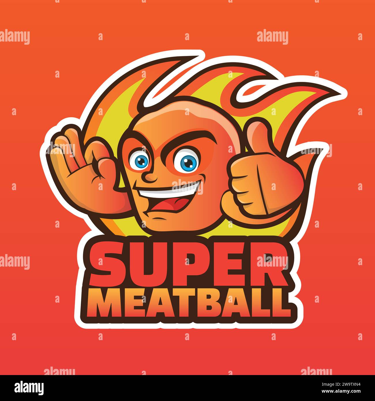 Smile Spicy Meatball Maskottchen-Logo-Design Stock Vektor