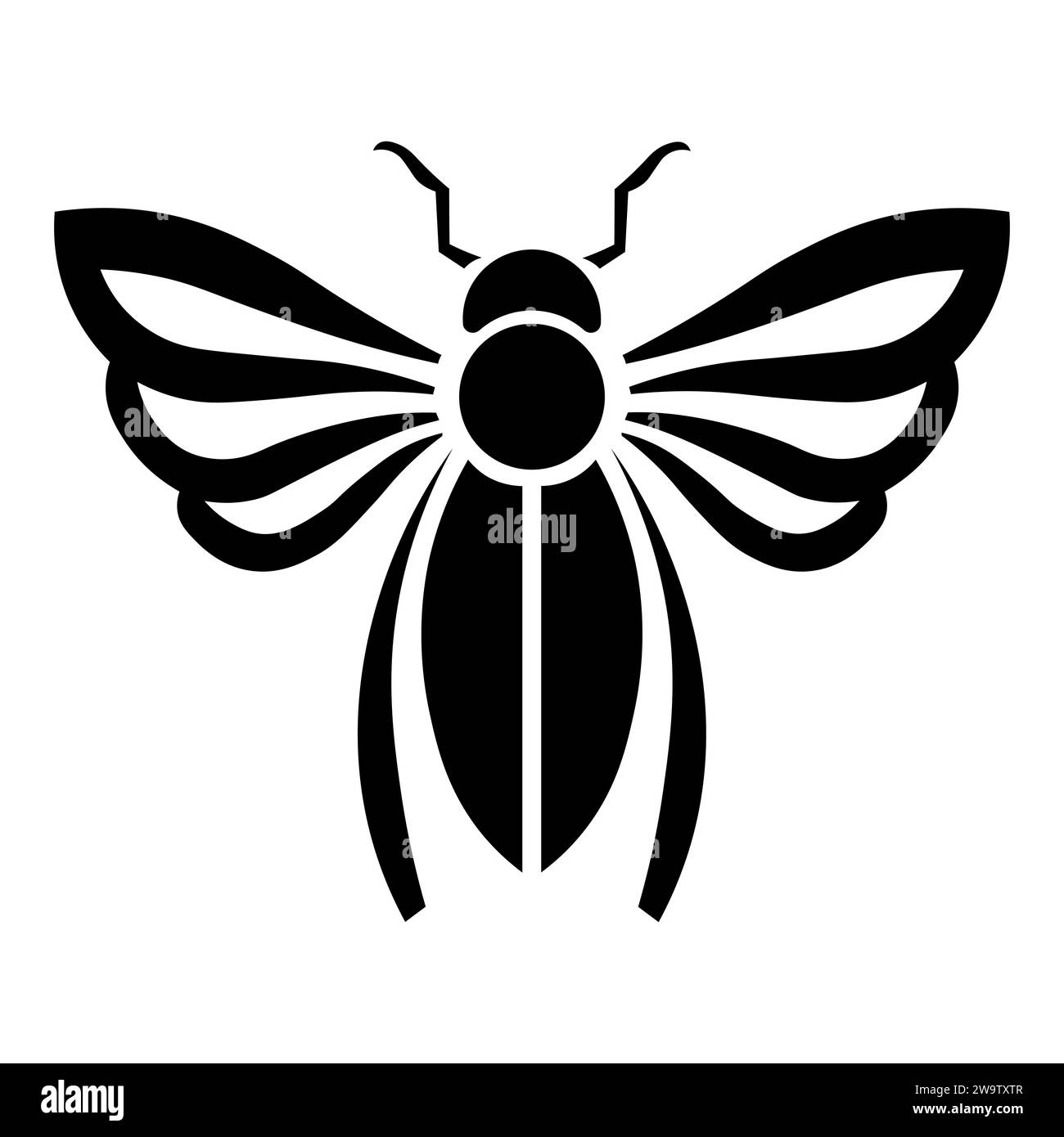 Schwarzes Firefly-Vektorsymbol auf weißem Hintergrund Stock Vektor