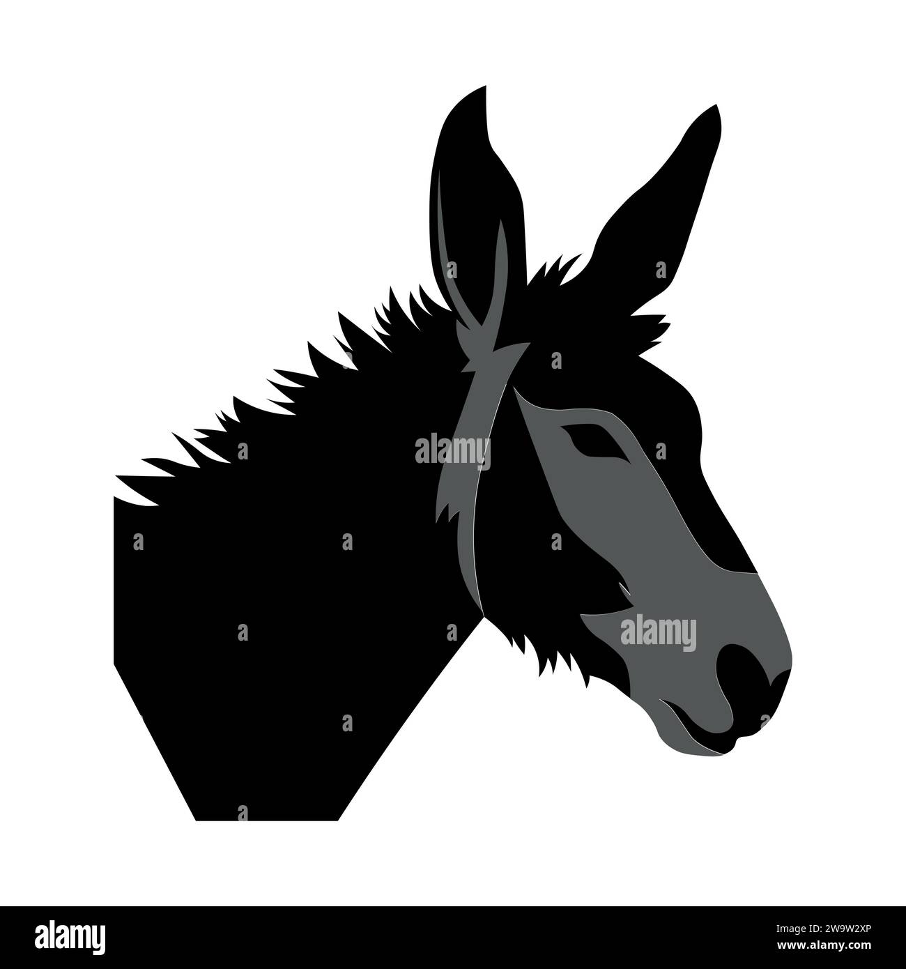 Schwarzes Vektorsymbol des Esels auf weißem Hintergrund Stock Vektor