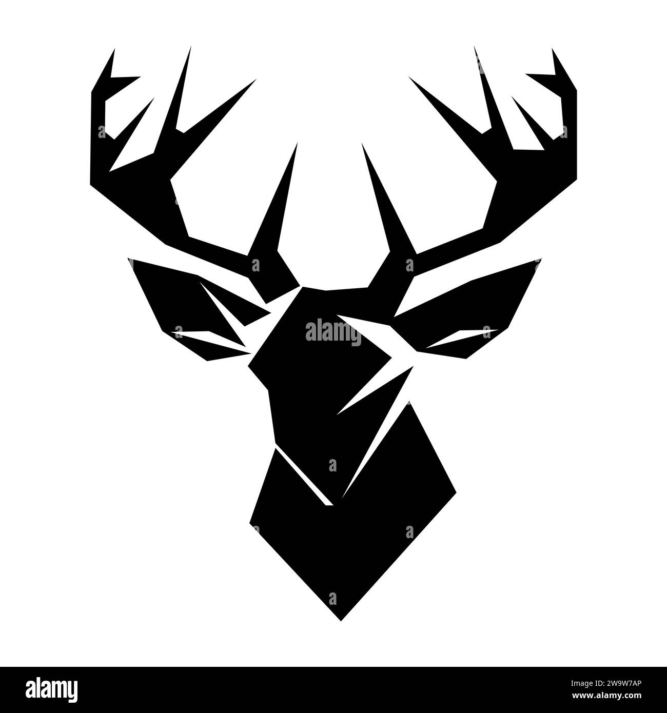 Schwarzes Vektorsymbol des Hirsches auf weißem Hintergrund Stock Vektor