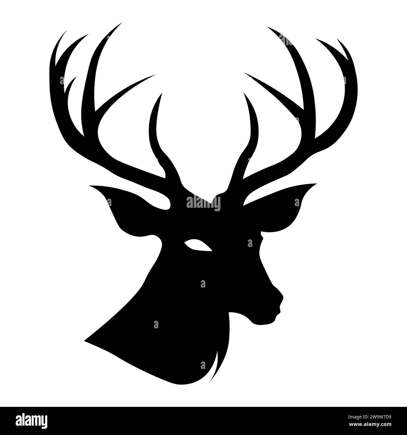 Schwarzes Vektorsymbol des Hirsches auf weißem Hintergrund Stock Vektor