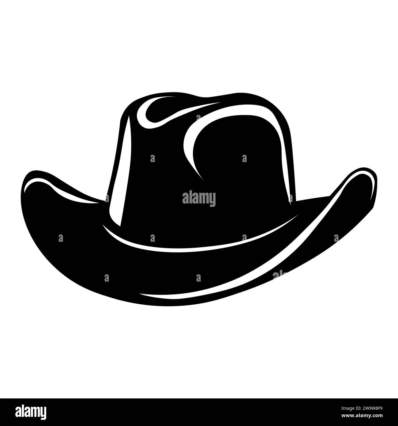 Cowboyhut schwarzes Vektor-Symbol auf weißem Hintergrund Stock Vektor