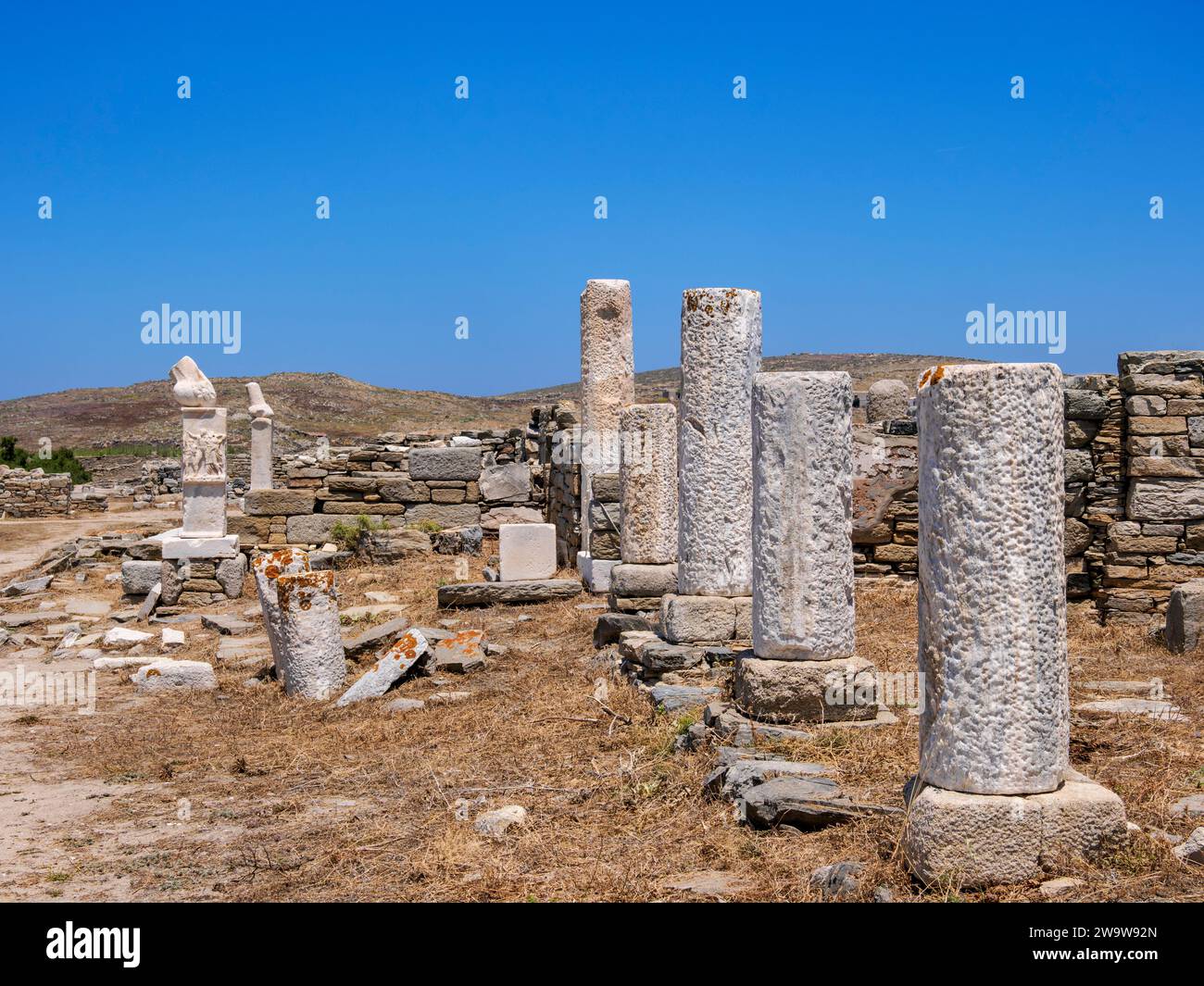 Archäologische Stätte Von Delos, Insel Delos, Kykladen, Griechenland Stockfoto