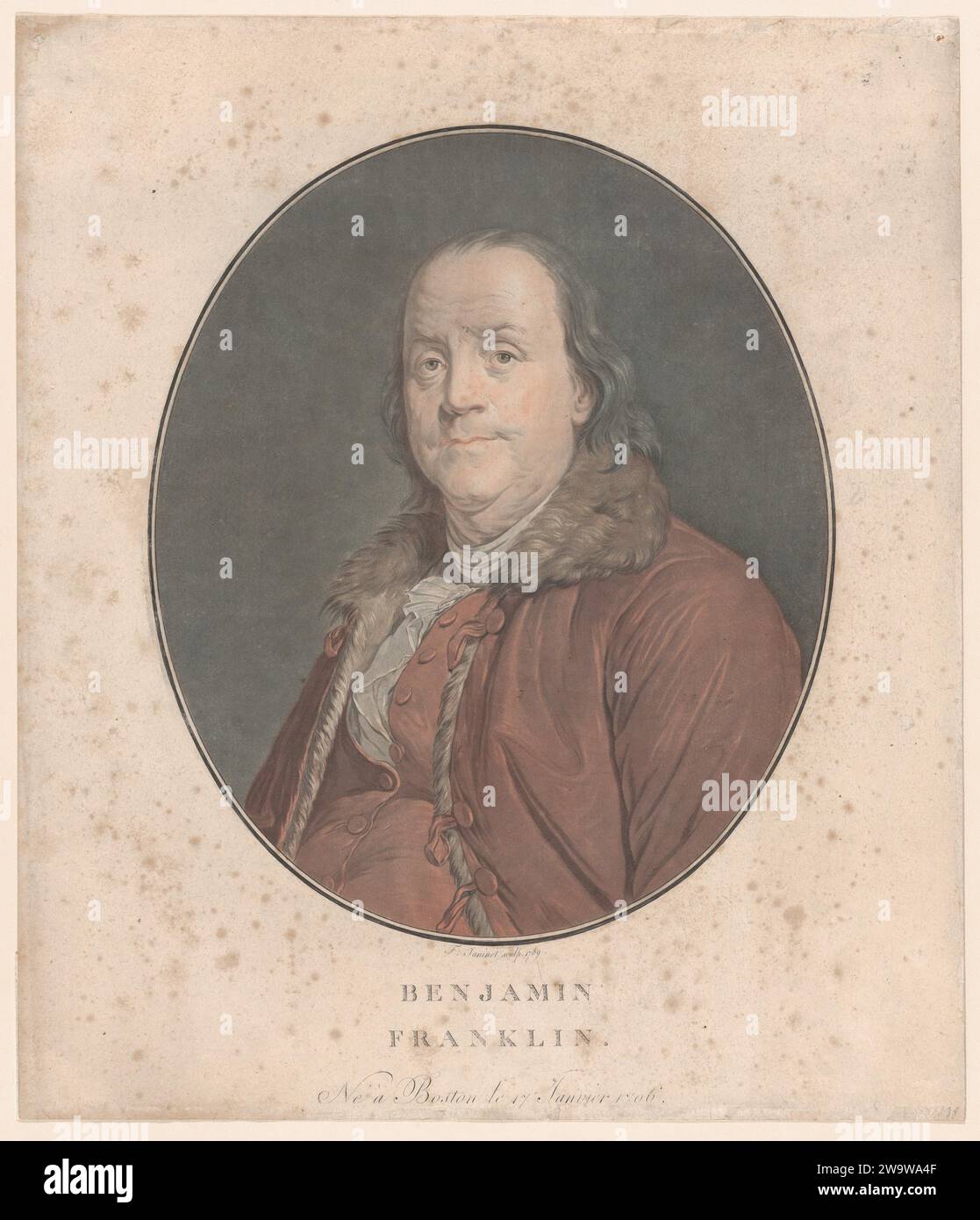Benjamin Franklin 1883 von Jean Francois Janinet Stockfoto
