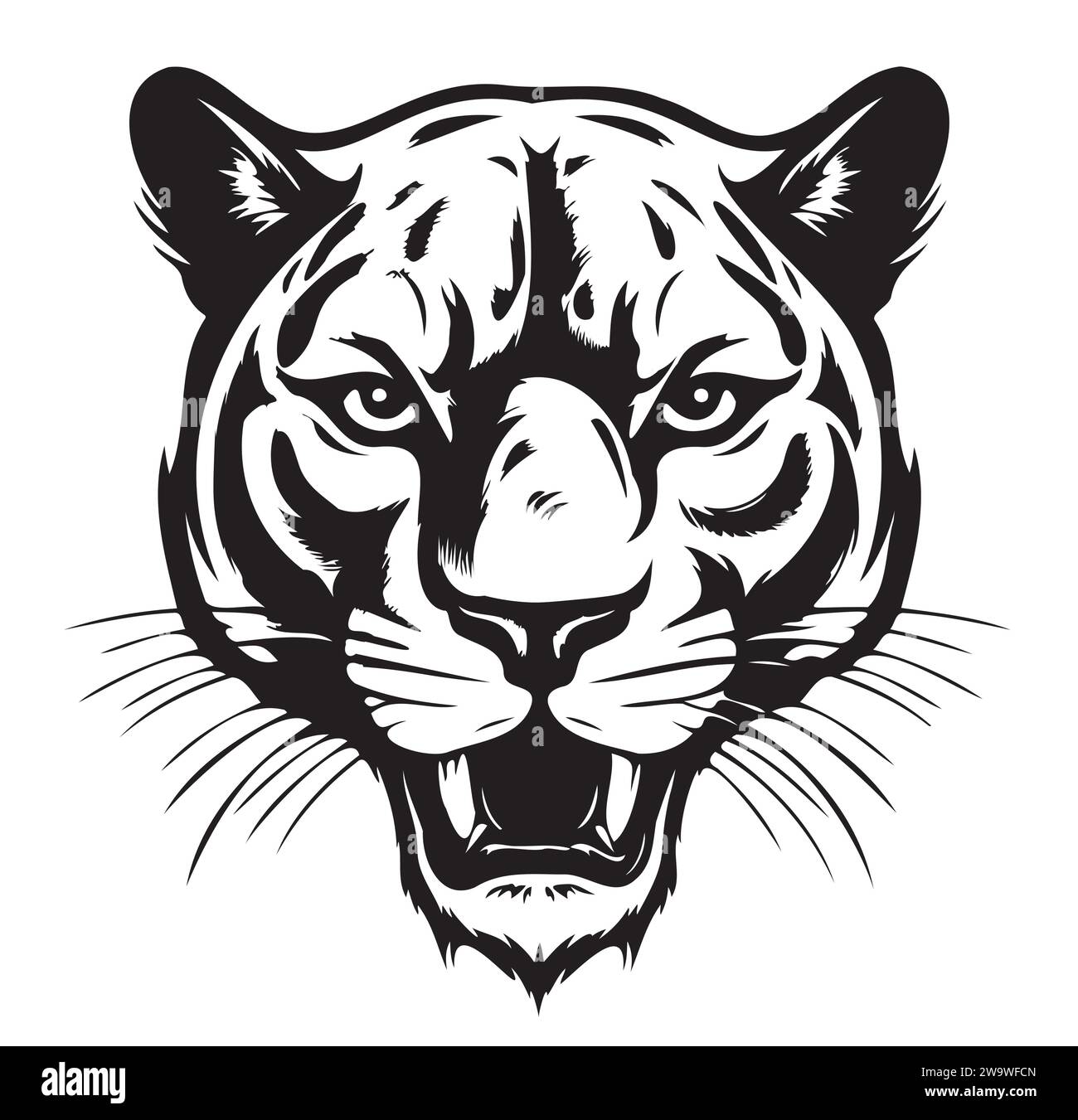 Schwarzes Panther Porträt handgezeichnete Skizze Vektor-Illustration, wilde Tiere Stock Vektor