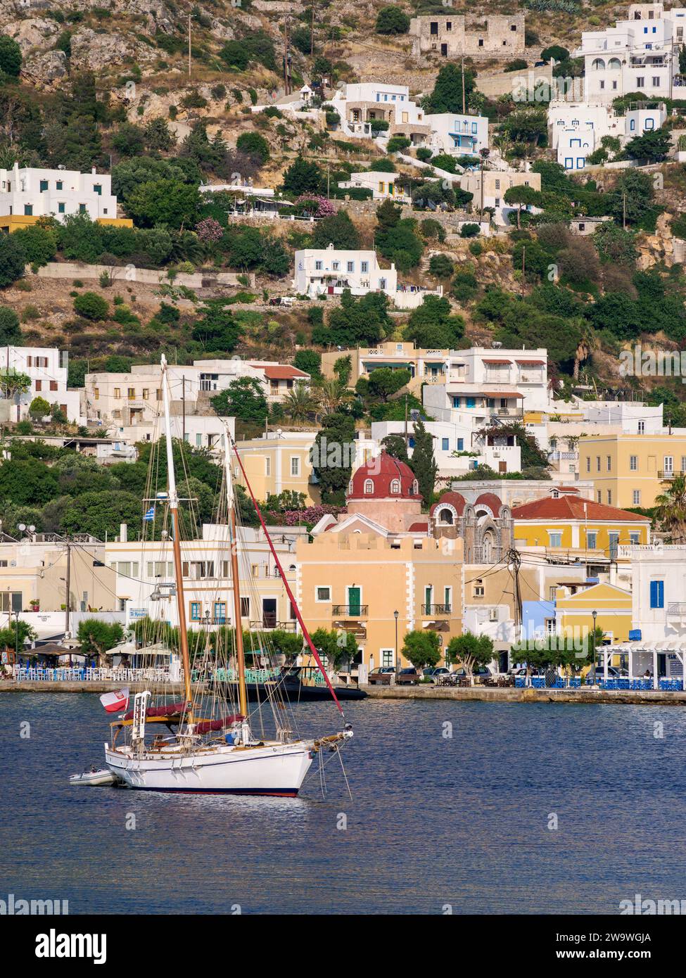 Agia Marina Waterfront, Insel Leros, Dodekanese, Griechenland Stockfoto