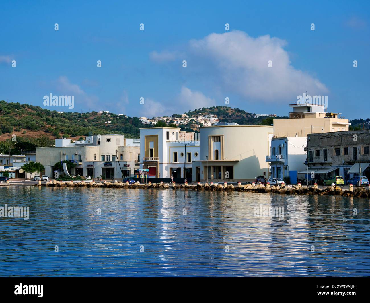 Lakki Town Waterfront, Leros Island, Dodekanese, Griechenland Stockfoto