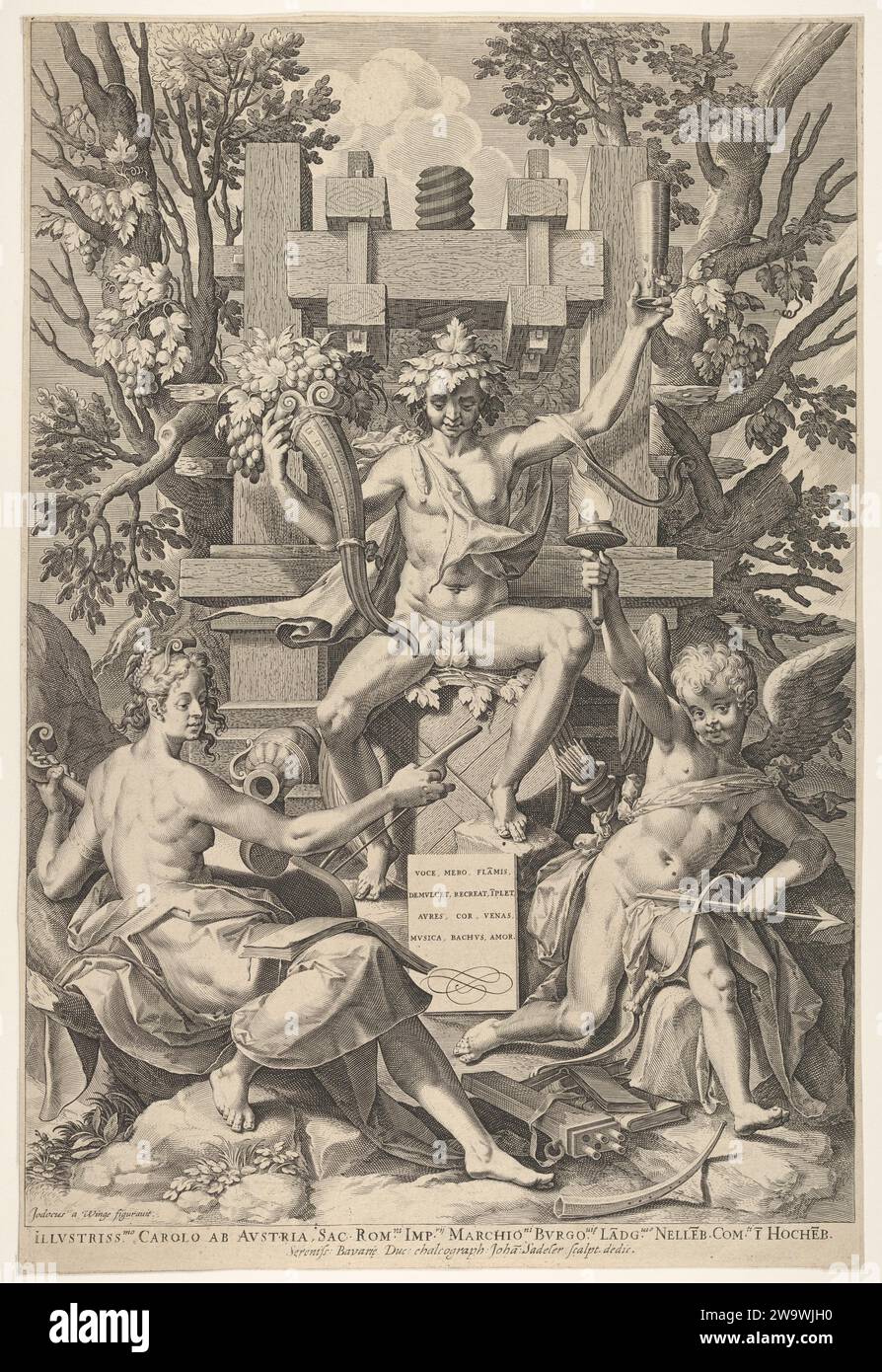 Bacchus, Musik, Amor 2012 von Johann Sadeler I. Stockfoto