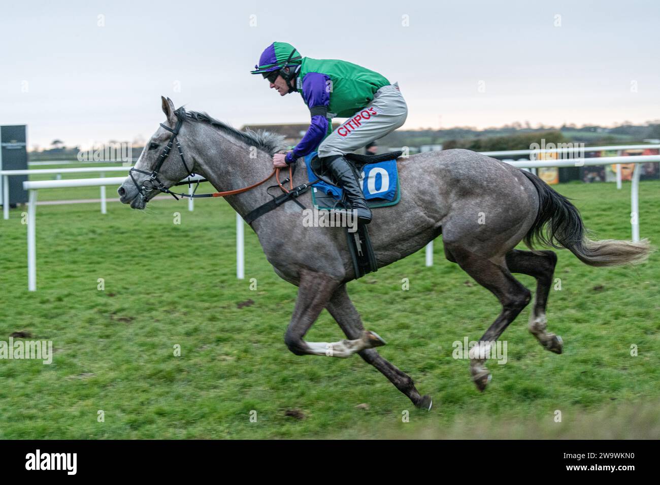 Jitterbug George, geritten von Nick Scholfield und trainiert von Jack Barber, läuft am 10. März 2022 in Wincanton Stockfoto