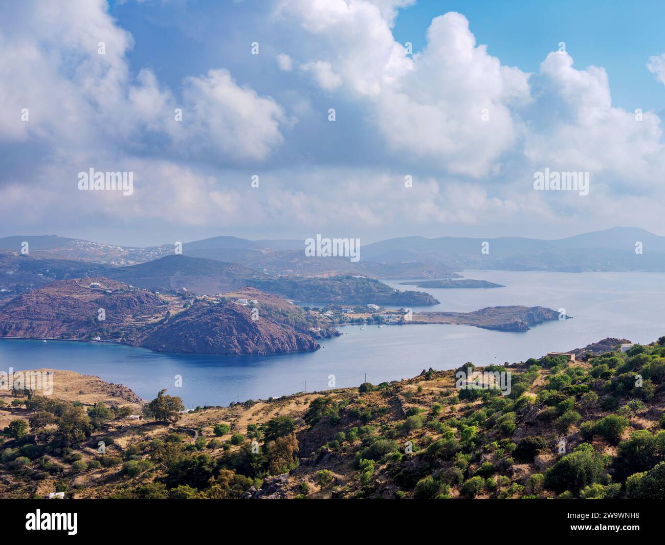 Landschaft der Insel Patmos, Dodekanese, Griechenland Stockfoto