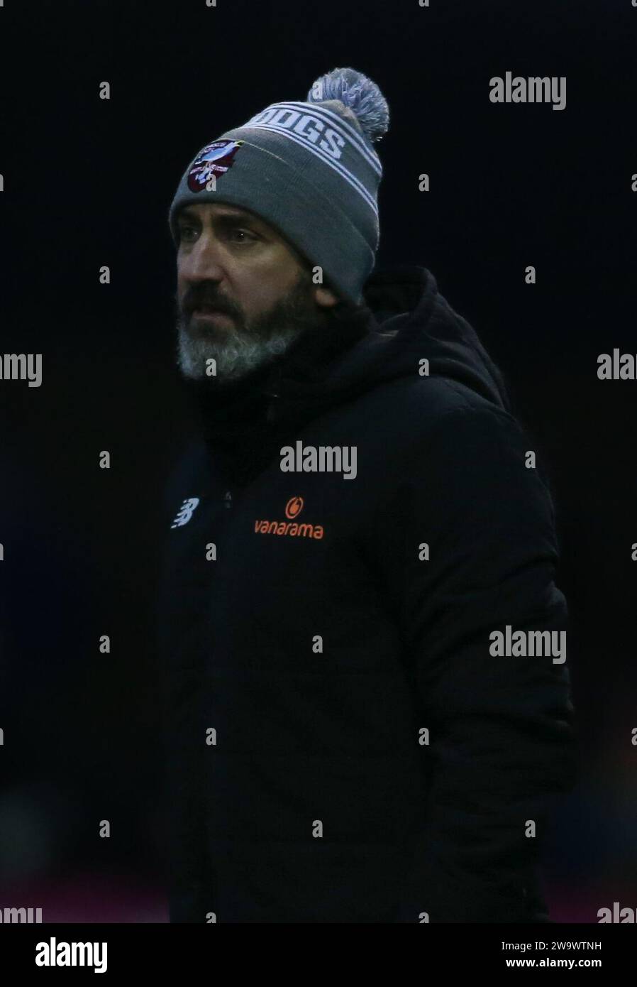 Scarborough Athletic Manager Jonathan Greening während des Spiels zwischen Darlington und Scarborough Athletic in Blackwell Meadows, Darlington am Samstag, den 30. Dezember 2023. (Foto: Michael Driver | MI News) Credit: MI News & Sport /Alamy Live News Stockfoto